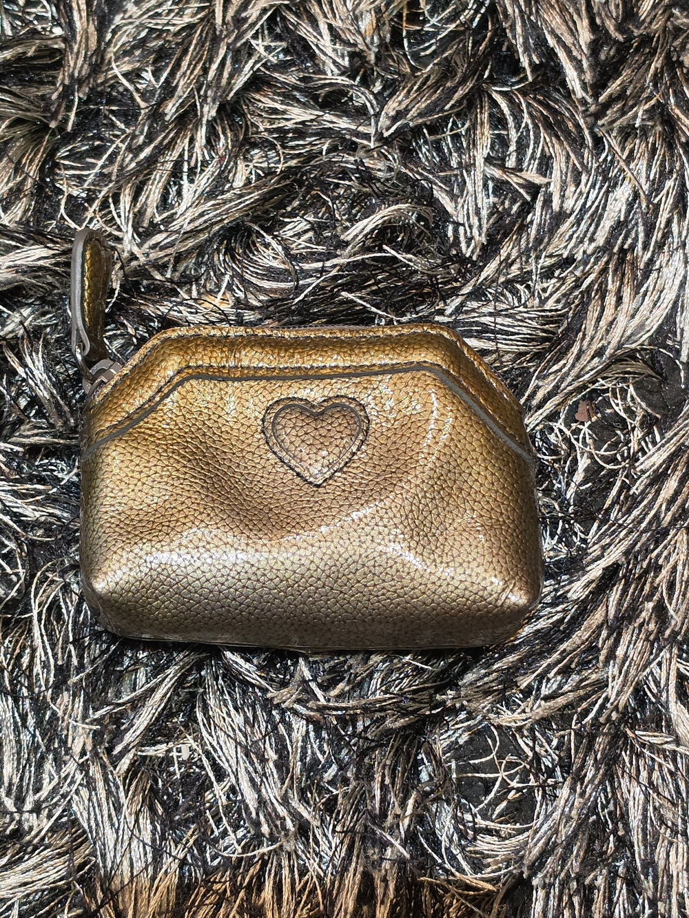 Brighton Metallic Bronze Heart Accent Coin Pouch